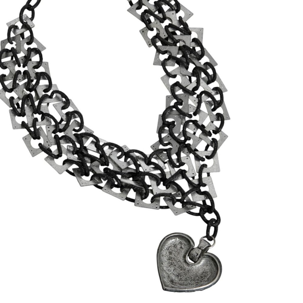 VTG BARNEYS NY Y2K 90’s CHAINMAIL METAL NEO PUNK GOTH ARTISAN CHOKER FESTIVAL - Picture 7 of 7